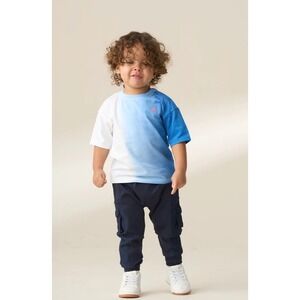 Angel & Rocket Boys Blue White Ombre Dip Dye Cotton T-Shirt Size 2-3Y